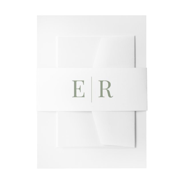 Modernes, elegantes Olive Monogramm Einladungsbanderole (Vorderseite Beispiel)
