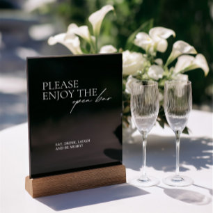 Modernes Elegantes Open Bar Wedding Black Acrylic Acrylschild
