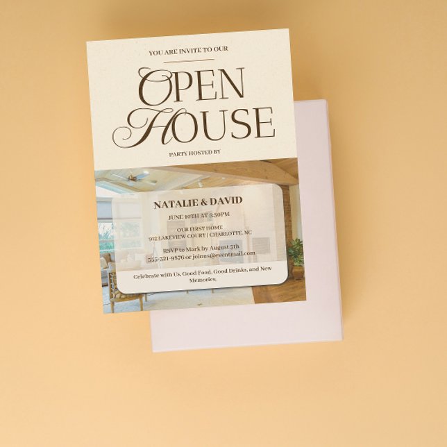 Modernes, elegantes Open House Foto Logo Business Einladung (Modern Elegant Open House Photo Logo Business Invitation Businesses & Realtors – for seasonal office)