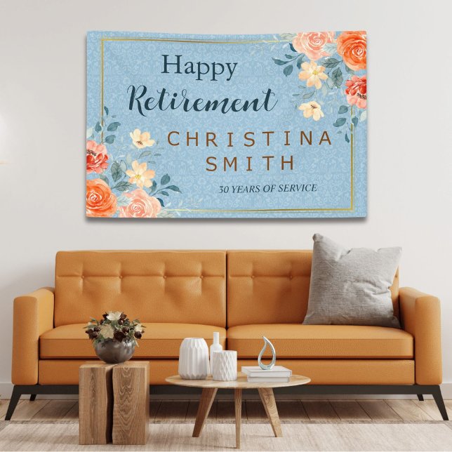 Modernes elegantes Party für Blumenbeete Banner (Modern Elegant Floral Watercolor Retirement Party Banner)
