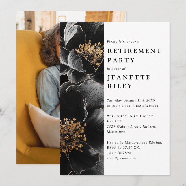 Modernes elegantes Party für die Blumenruhestätte  Einladung (Vorne/Hinten)