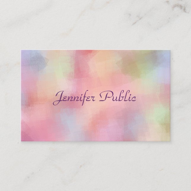 Modernes, elegantes Pastel-Farbhandschrift Visitenkarte (Vorderseite)