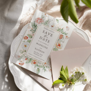 Modernes Elegantes Peach Floral Save the Date