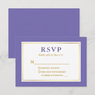 Modernes elegantes Periwinkle White Gold RSVP Karte