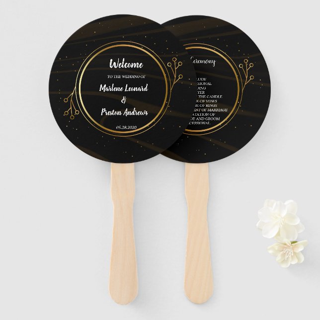 Modernes, elegantes Programm für goldene Hochzeite Fächer (Vorne und Hinten)