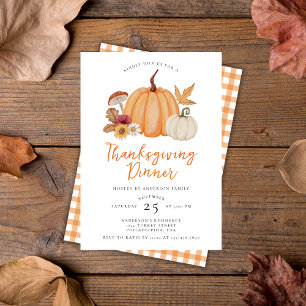 Modernes, elegantes Pumpkin Erntedank Dinner Einladung