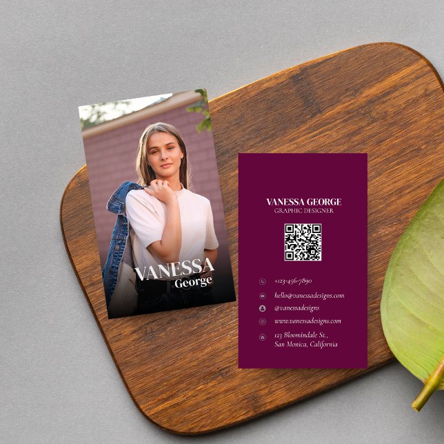 Modernes, elegantes QR-Foto Beruflich Visitenkarte (Modern Elegant QR Code Custom Photo Professional Business Card)
