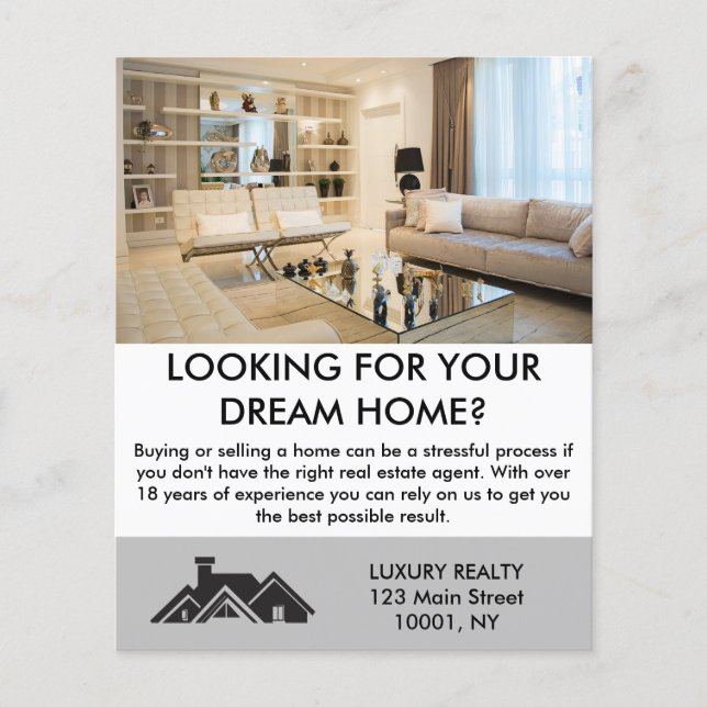 Modernes Elegantes Real Anwesen Agent Personalisie Flyer (Vorne)