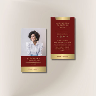 Modernes elegantes Red Gold CEO Berufliches Foto Visitenkarte