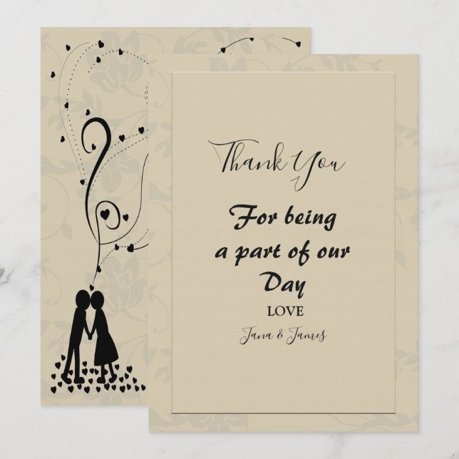 Modernes Elegantes Romantisches Dankeschön Einladung (Vorne/Hinten)