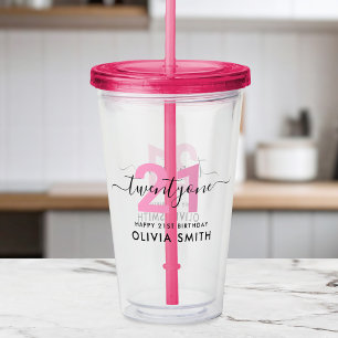 Modernes elegantes Rosa, 21. Geburtstag Acryltrinkbecher