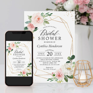 Modernes Elegantes Rosa Brautparty Einladung
