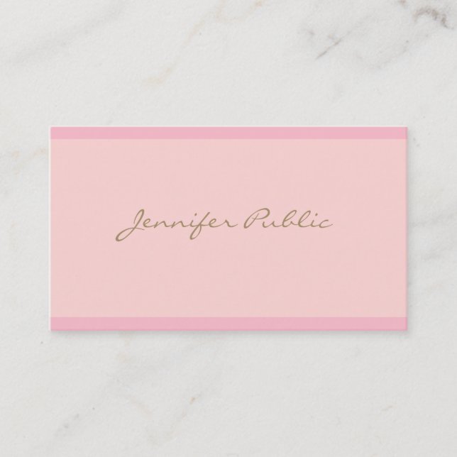 Modernes, elegantes Rosa-Gold-Script Beruflich Sch Visitenkarte (Vorderseite)