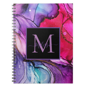 Modernes, elegantes rosa, Lila marmoriertes Monogr Notizblock
