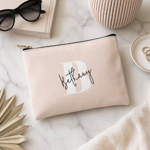 Modernes, elegantes Rosa Monogramm Zubehörtasche