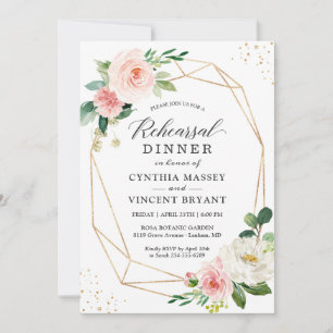 Modernes, elegantes Rosa Probe Abendessen Einladung