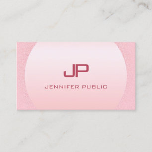 Modernes, elegantes, rosa Rose Gold Monogramm Visitenkarte