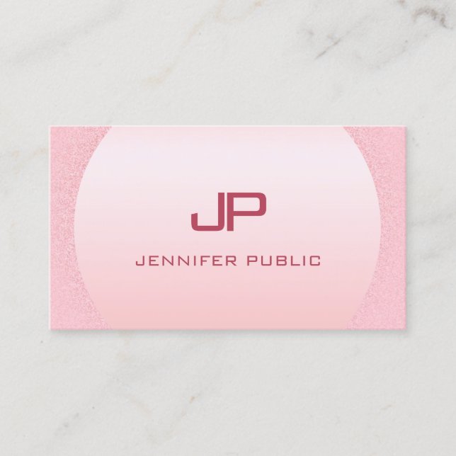 Modernes, elegantes, rosa Rose Gold Monogramm Visitenkarte (Vorderseite)