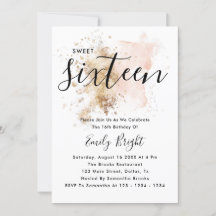 Modernes elegantes Rosa und Gold Script Sweet 16