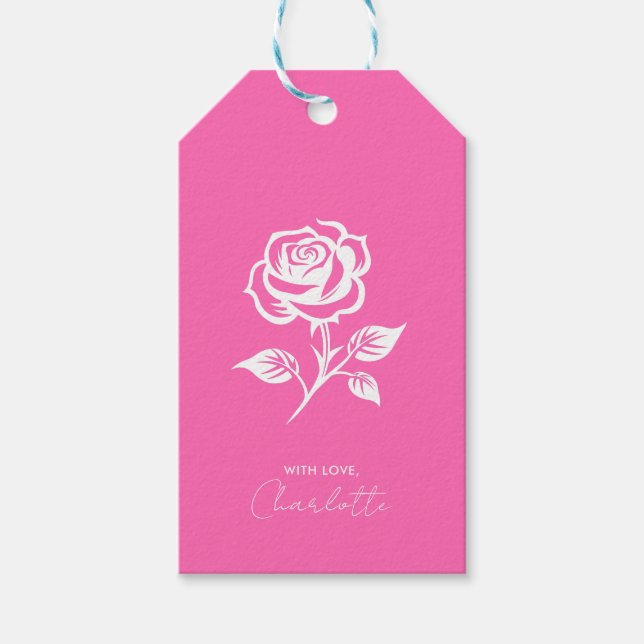 Modernes, elegantes Rosa und Rose Geschenkanhänger (Vorderseite)