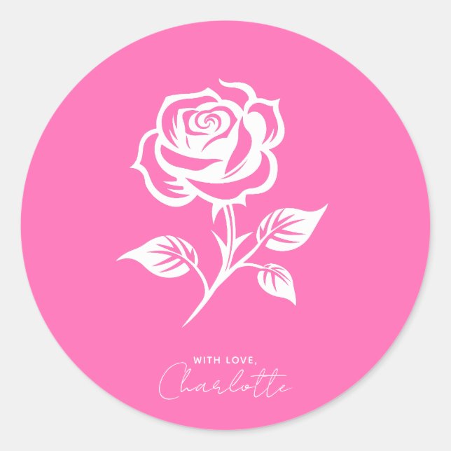 Modernes, elegantes Rosa und Rose Runder Aufkleber (Vorderseite)