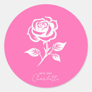 Modernes, elegantes Rosa und Rose Runder Aufkleber