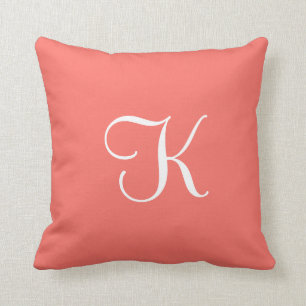 Modernes, elegantes, rosafarbenes Monogramm Kissen
