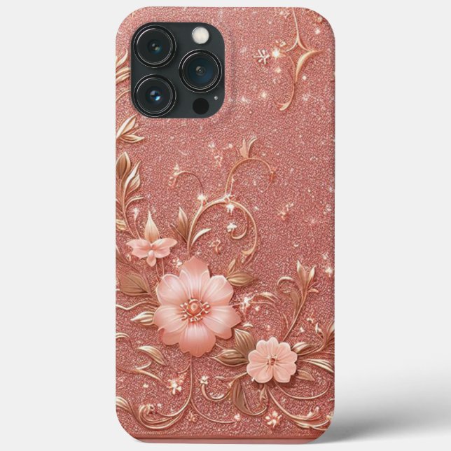 Modernes, elegantes Rose mit Blumenkurve9 Case-Mate iPhone Hülle (Rückseite)