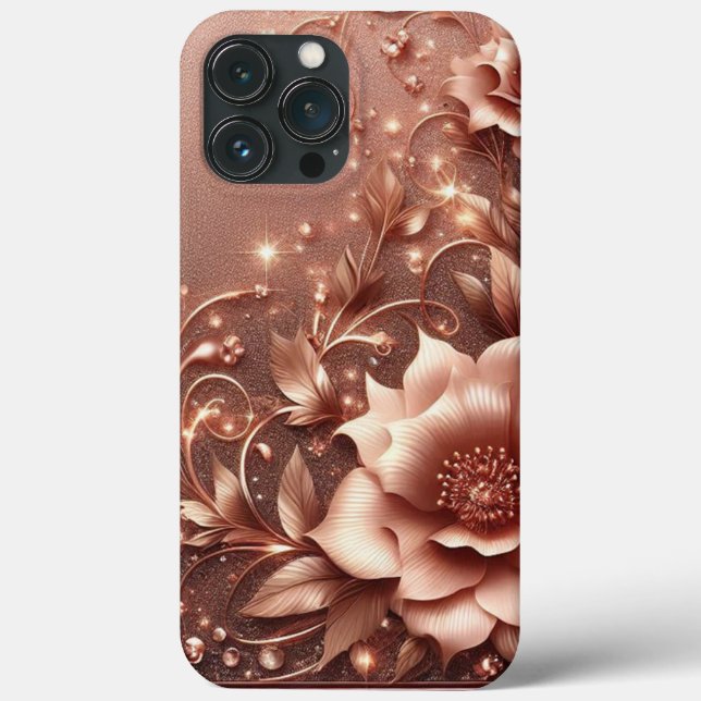 Modernes, elegantes Rose mit Blumenkurve Case-Mate iPhone Hülle (Rückseite)