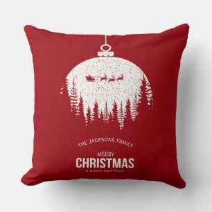 Modernes, elegantes Rot Frohe Weihnachtsbaumkissen Kissen
