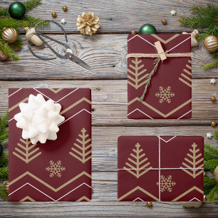 Modernes elegantes, rotes und goldenes Weihnachtsb Geschenkpapier Set