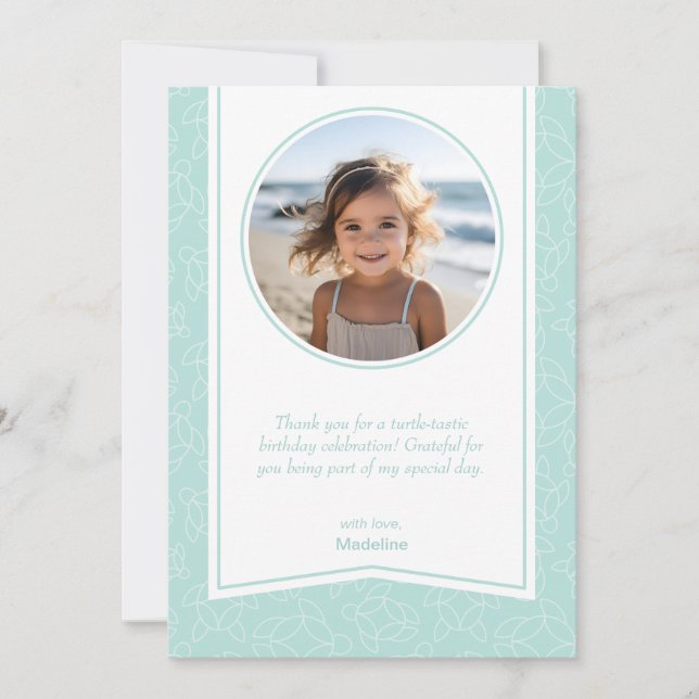 Modernes, elegantes Schildkrötenmuster Foto Dankeskarte (Vorderseite)