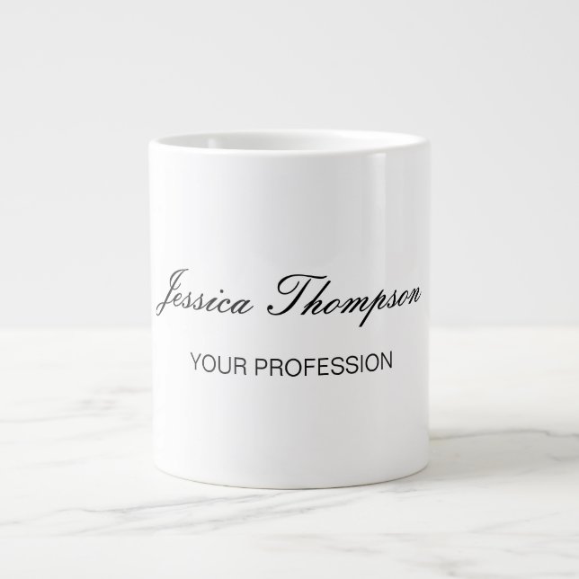 Modernes Elegantes Schlicht Einfaches Beruflich Jumbo-Tasse (Vorderseite)