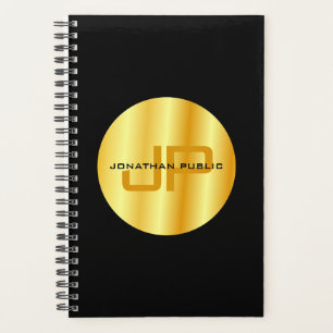 Modernes, elegantes Schwarz-Gold-Template-Monogram Planer