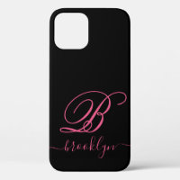 Modernes elegantes Schwarz Rosa handschriftlich Mi