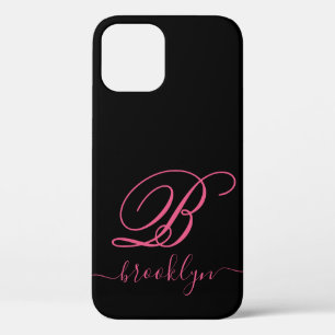 Modernes elegantes Schwarz Rosa handschriftlich Mi Case-Mate iPhone Hülle