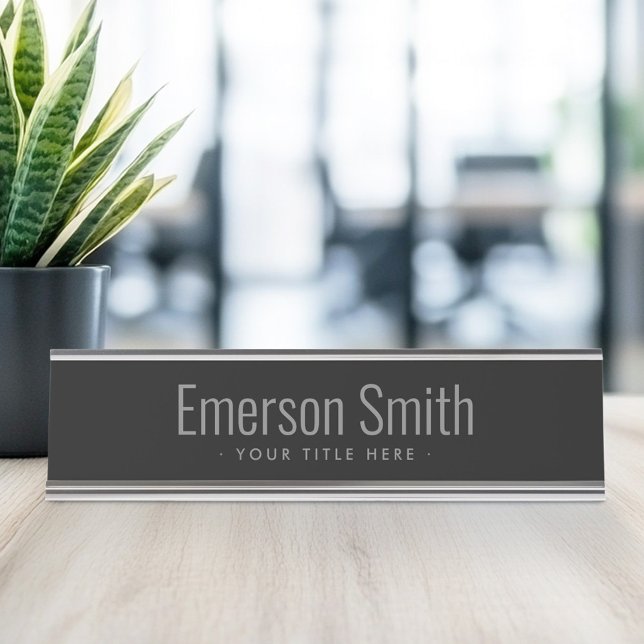 Modernes, elegantes Schwarz Schreibtischnamensplakette (Modern elegant black desk name plate)