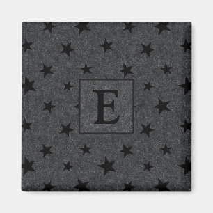 Modernes elegantes Schwarz-Sterne-Muster-Monogramm Magnet