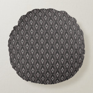 Modernes elegantes Schwarz-Weiß-Damast-Muster Rundes Kissen