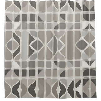 Modernes, elegantes Schwarz-Weiß-Geometrisches Gem Duschvorhang