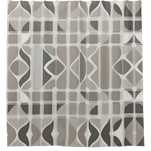 Modernes, elegantes Schwarz-Weiß-Geometrisches Gem Duschvorhang (Vorderseite)