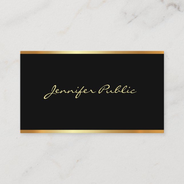 Modernes, elegantes Schwarzes Gold Berufliche Hand Visitenkarte (Vorderseite)