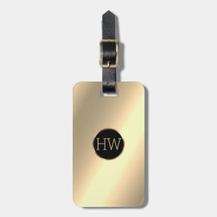 Modernes elegantes Schwarzes Gold Metallisches Mon Gepäckanhänger