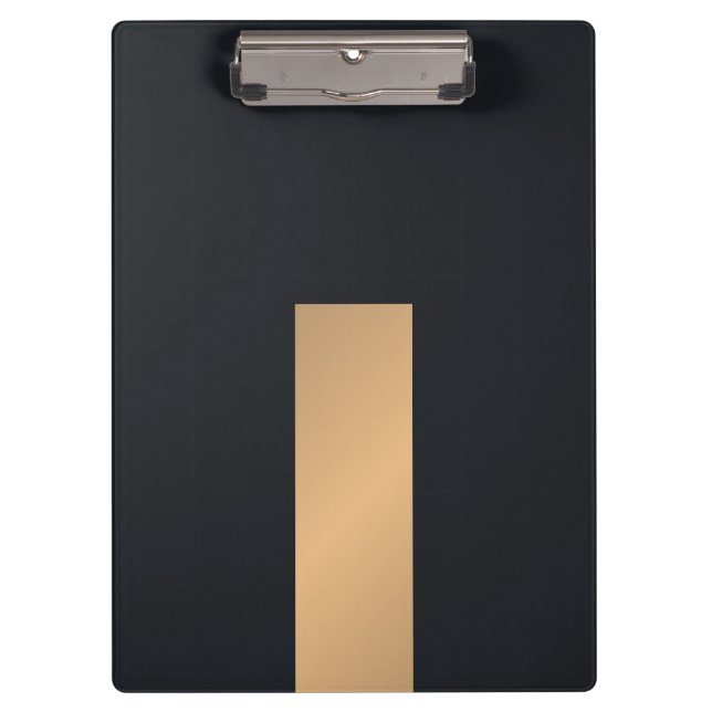 Modernes, elegantes Schwarzes Imitat-Monogramm Klemmbrett (Vorderseite)