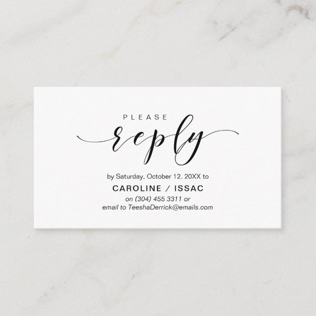 Modernes Elegantes, Schwarzes Script, UAWG Respons Begleitkarte (Vorderseite)
