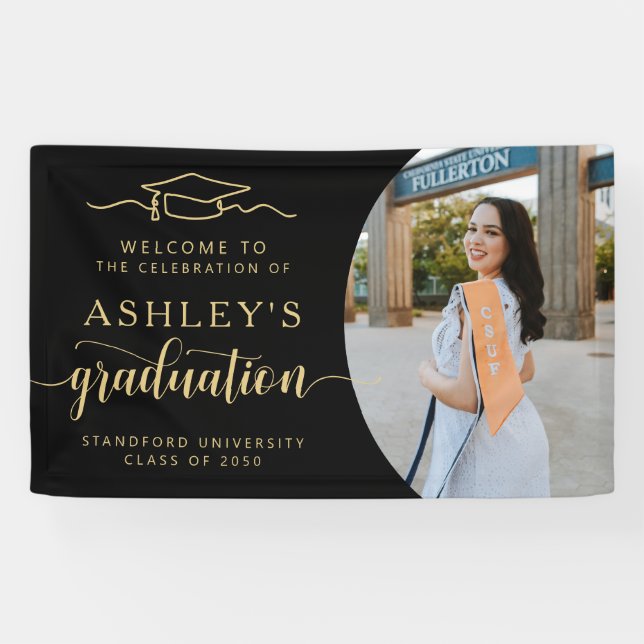Modernes, elegantes Script 1 Foto Abschluss Banner (Horizontal)