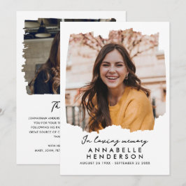 Modernes, elegantes Script 2-Foto-Beerdigung/Geden Dankeskarte