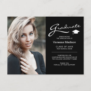 Modernes, elegantes Script 2 Sided Foto Abschluss Postkarte