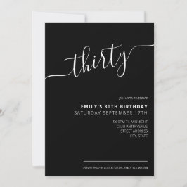 Modernes, elegantes Script 30. Geburtstag Einladung