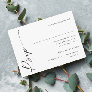 Modernes, elegantes Script Black and White Wedding Begleitkarte